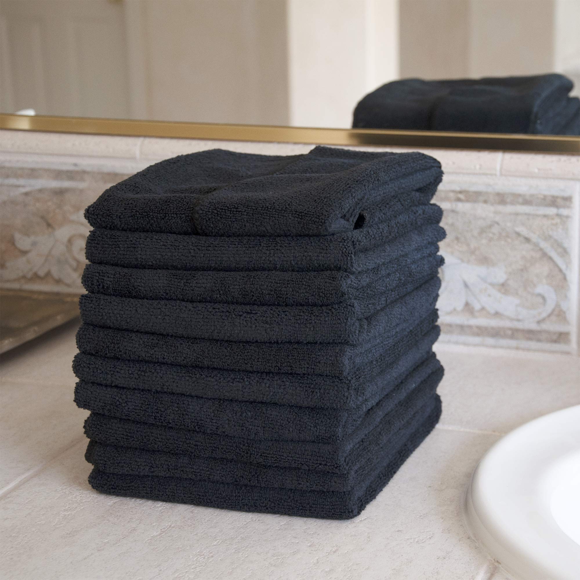 Eurow towel beside ruler to show 16x29 inch size for full-head coverage