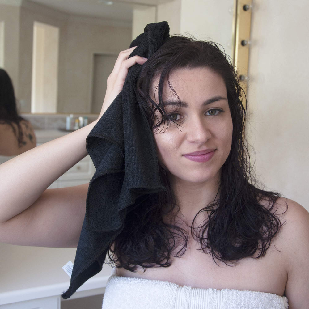 Eurow towel wrapped on client by stylist showcasing quick-dry and gentle care