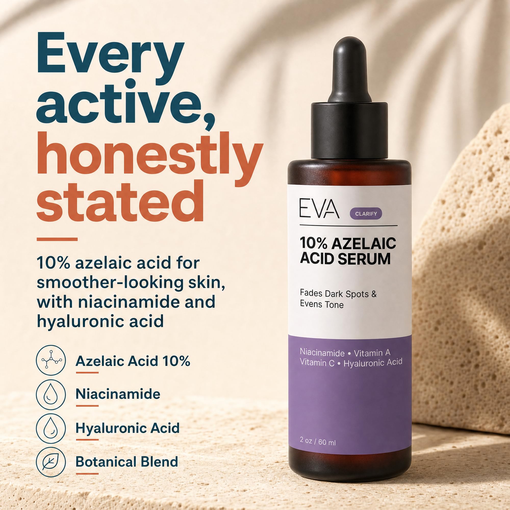 Eva Naturals serum on hand illustrating lightweight hydration and spreadability benefit