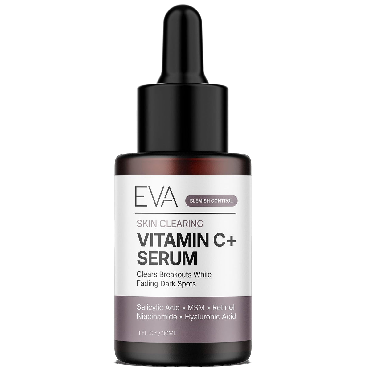 Eva Naturals front packaging showing the serum and clear benefits