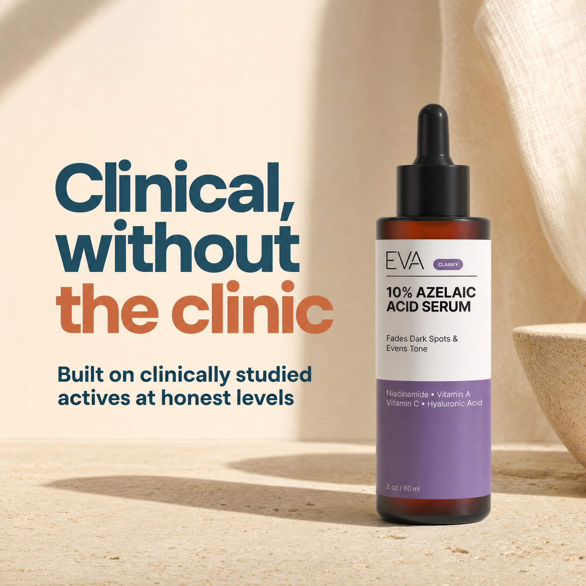 Eva Naturals model applying serum to cheek demonstrating easy layering under moisturizer benefit