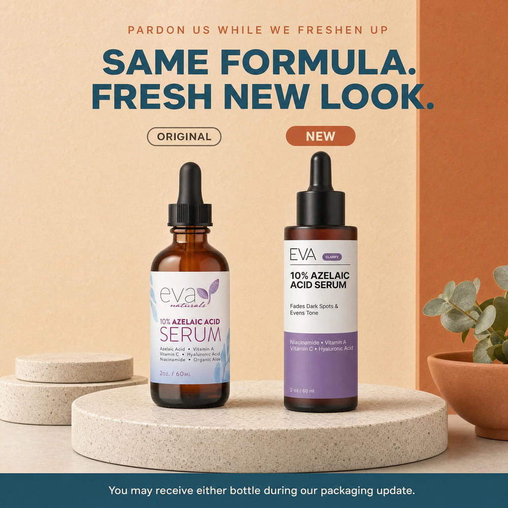 Eva Naturals dropper dispensing clear serum texture for quick absorption benefit