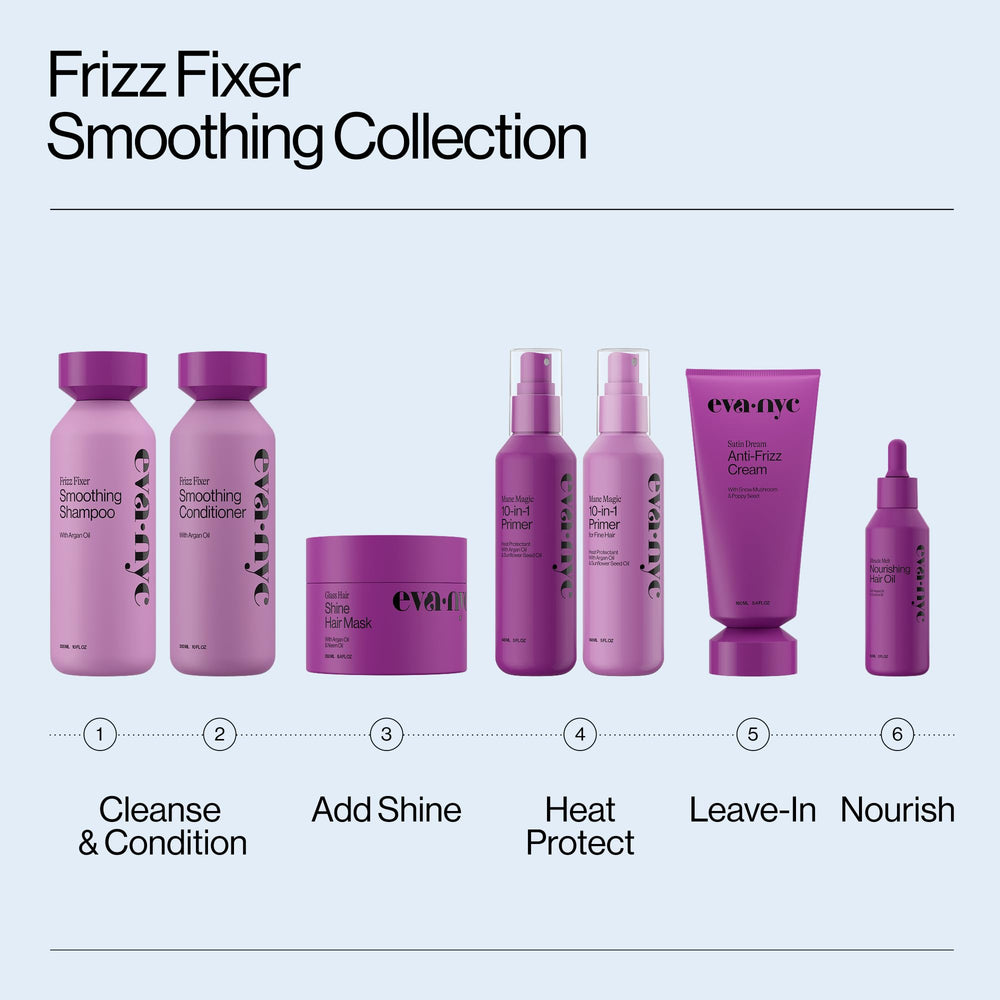 EVA·NYC spray being applied to damp hair for easier detangling
