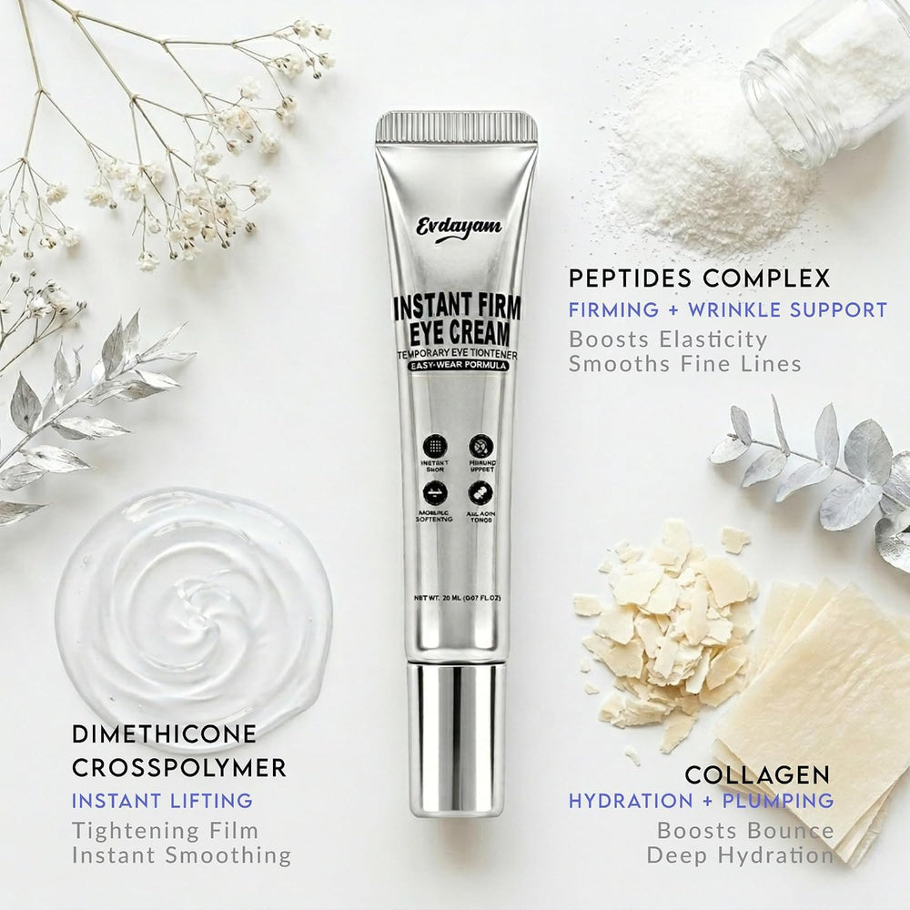 Evdayam being applied under eye showing targeted lifting and temporary smoothing