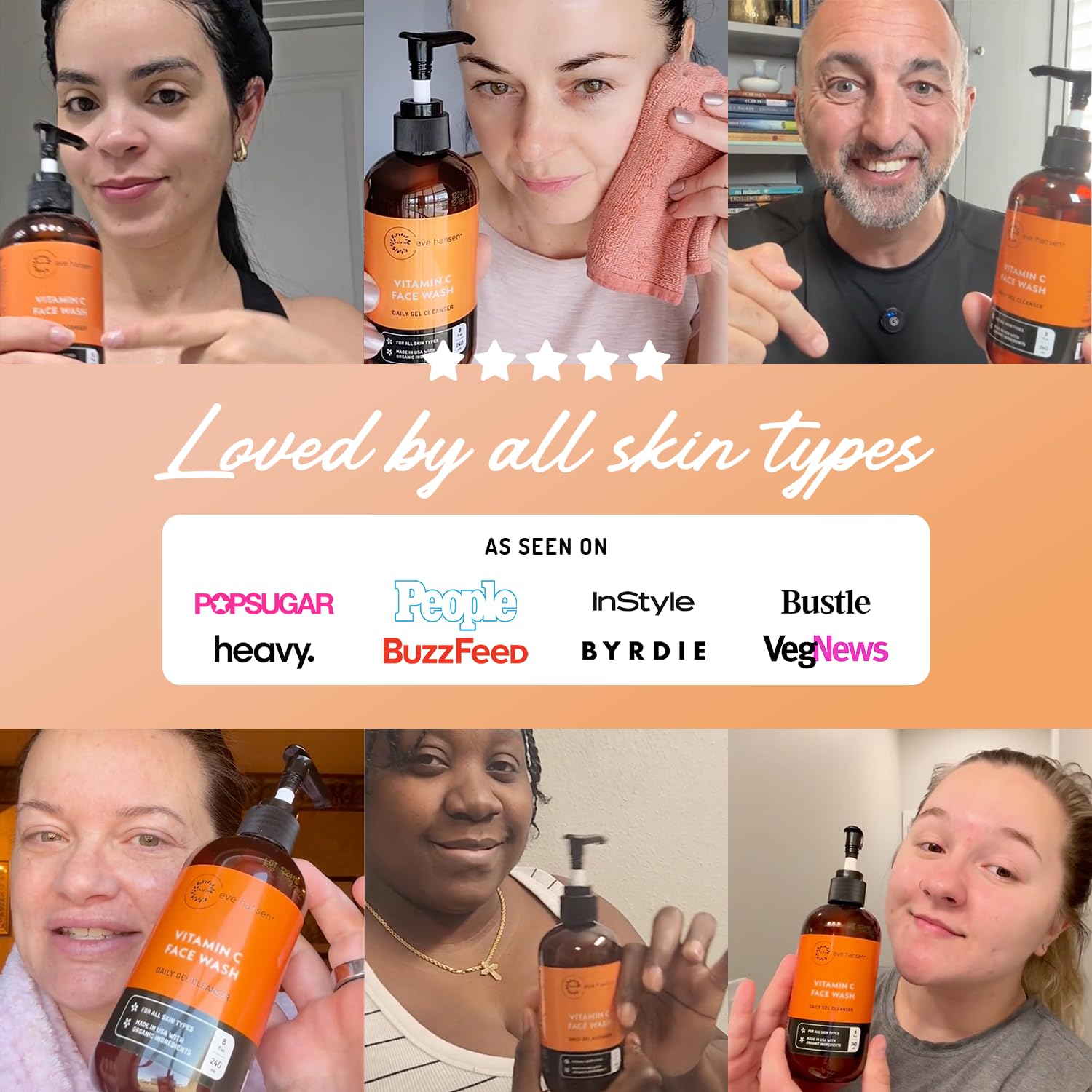 Eve Hansen in-bathroom routine demonstrating gentle morning cleanse benefit