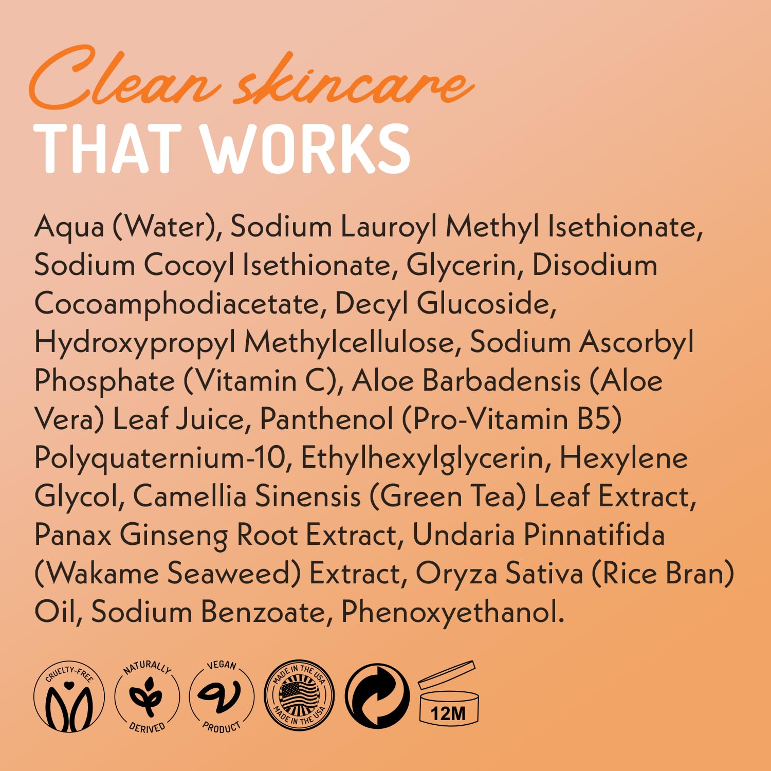 Eve Hansen packaging label detail showing ingredient list and quality benefit