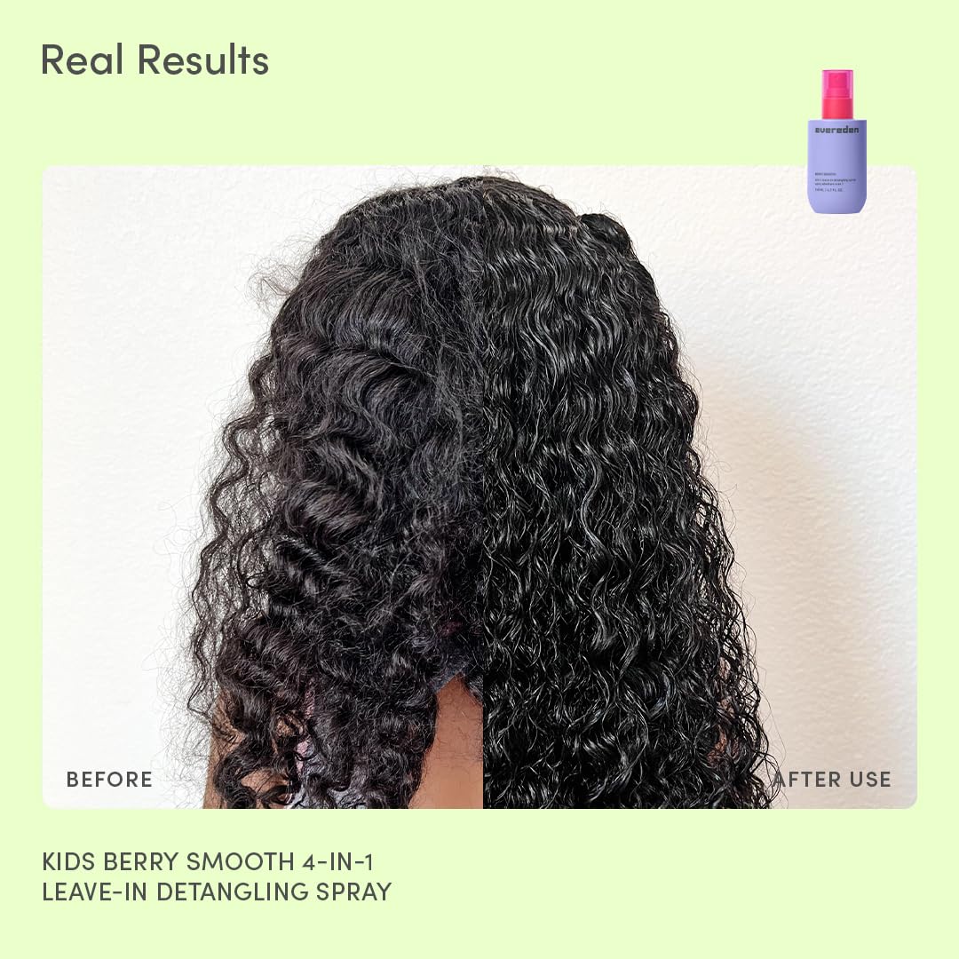 Evereden detangler spray misting hair to ease combing and reduce tears