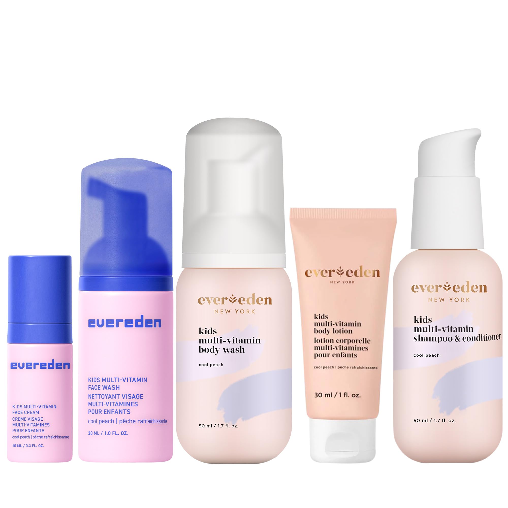 Evereden front packaging travel set showing five TSA-friendly minis and convenience