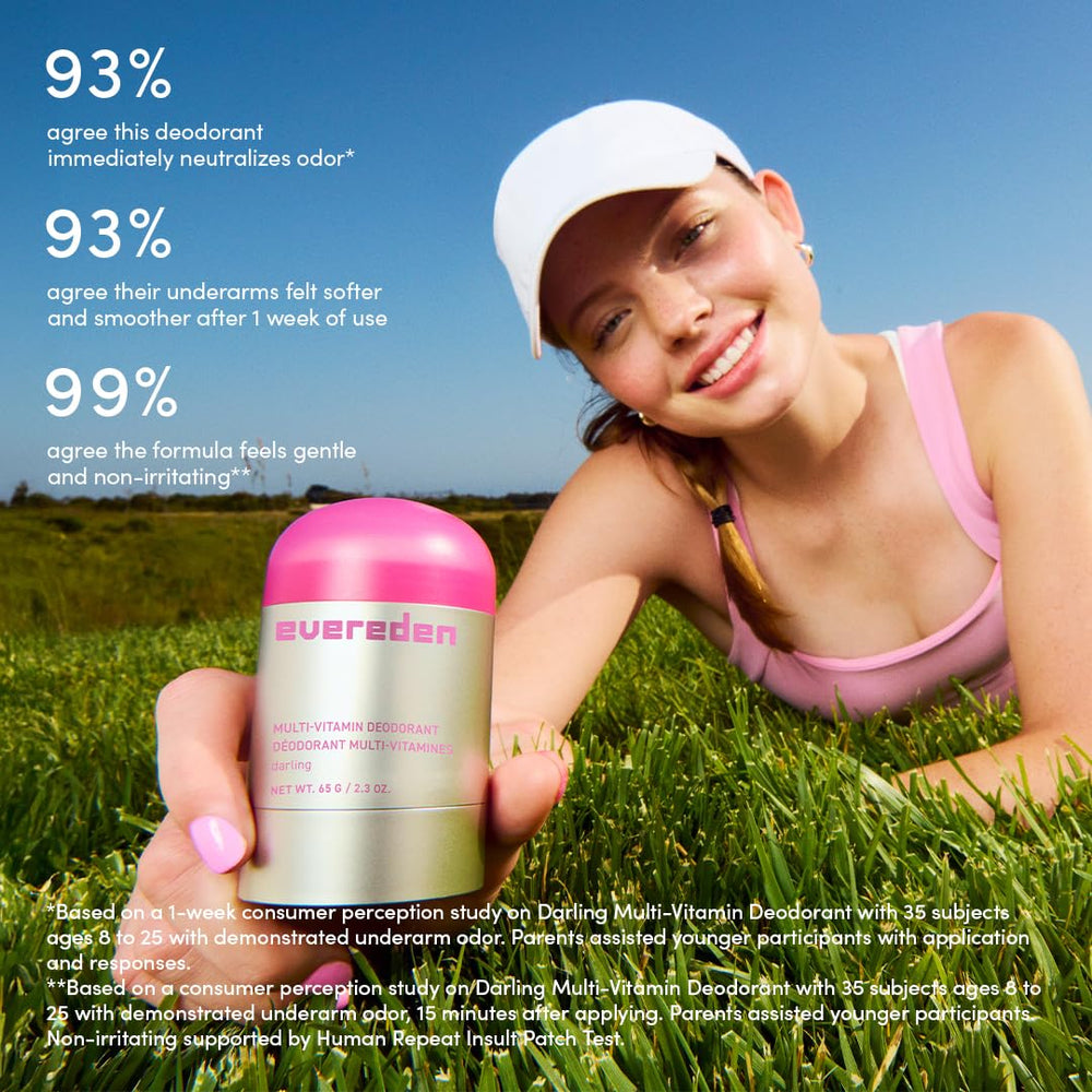 Child applying Evereden deodorant promoting independent hygiene