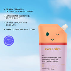 Evereden shampoo texture close-up highlighting creamy slip for easier detangling
