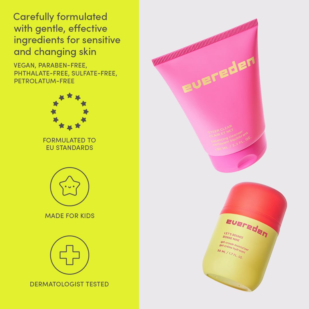 Teen hands applying Evereden cleanser illustrating mild, safe use