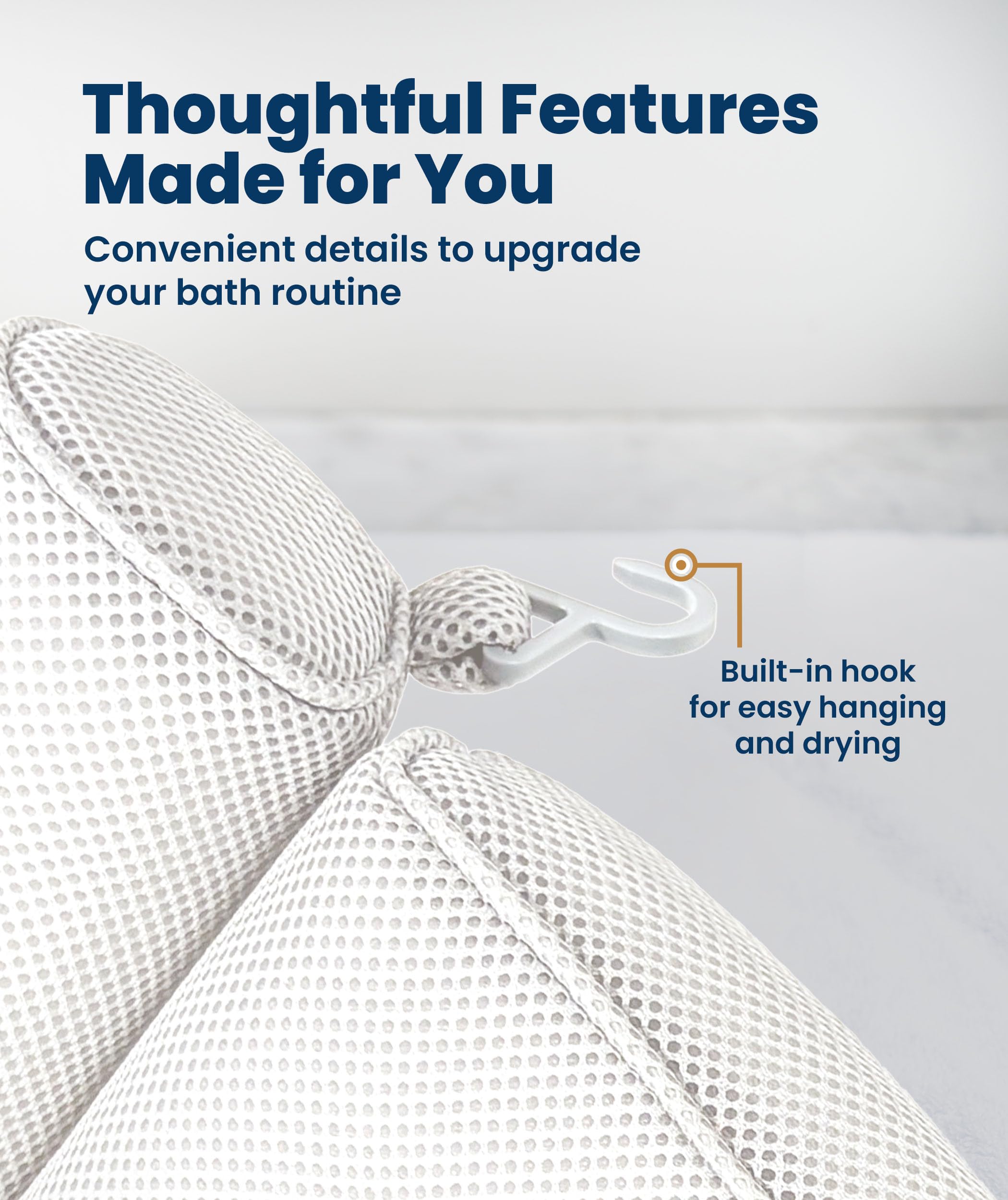 Everlasting Comfort bath pillow in use supporting head and shoulders for relaxation
