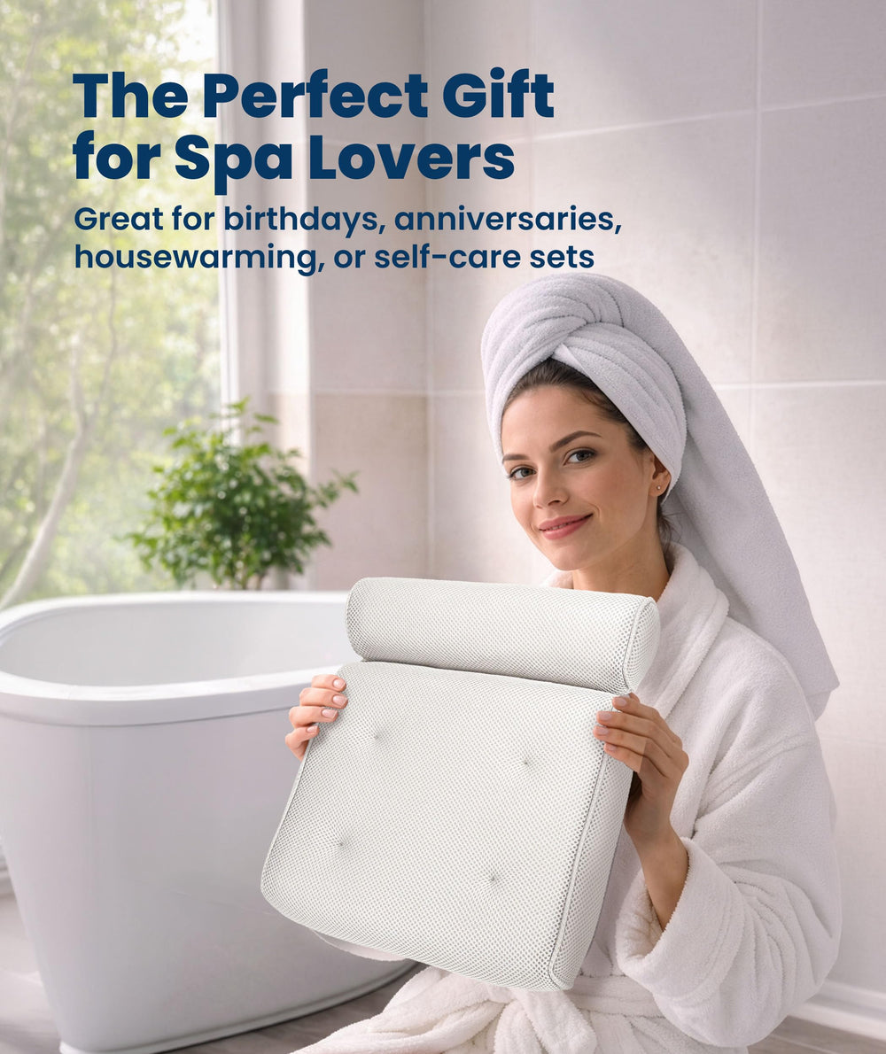 Everlasting Comfort pillow next to a hand to show size and ergonomic fit