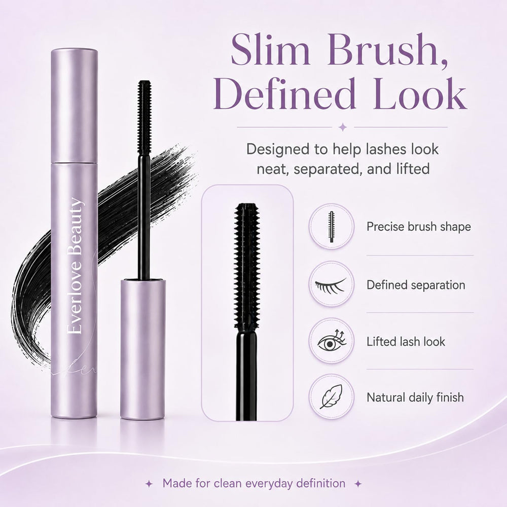 Everlove close-up showing mascara coating lashes for length and definition