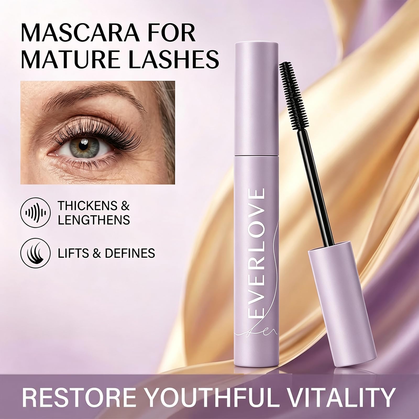 Everlove before and after lashes demonstrating visible length and volume