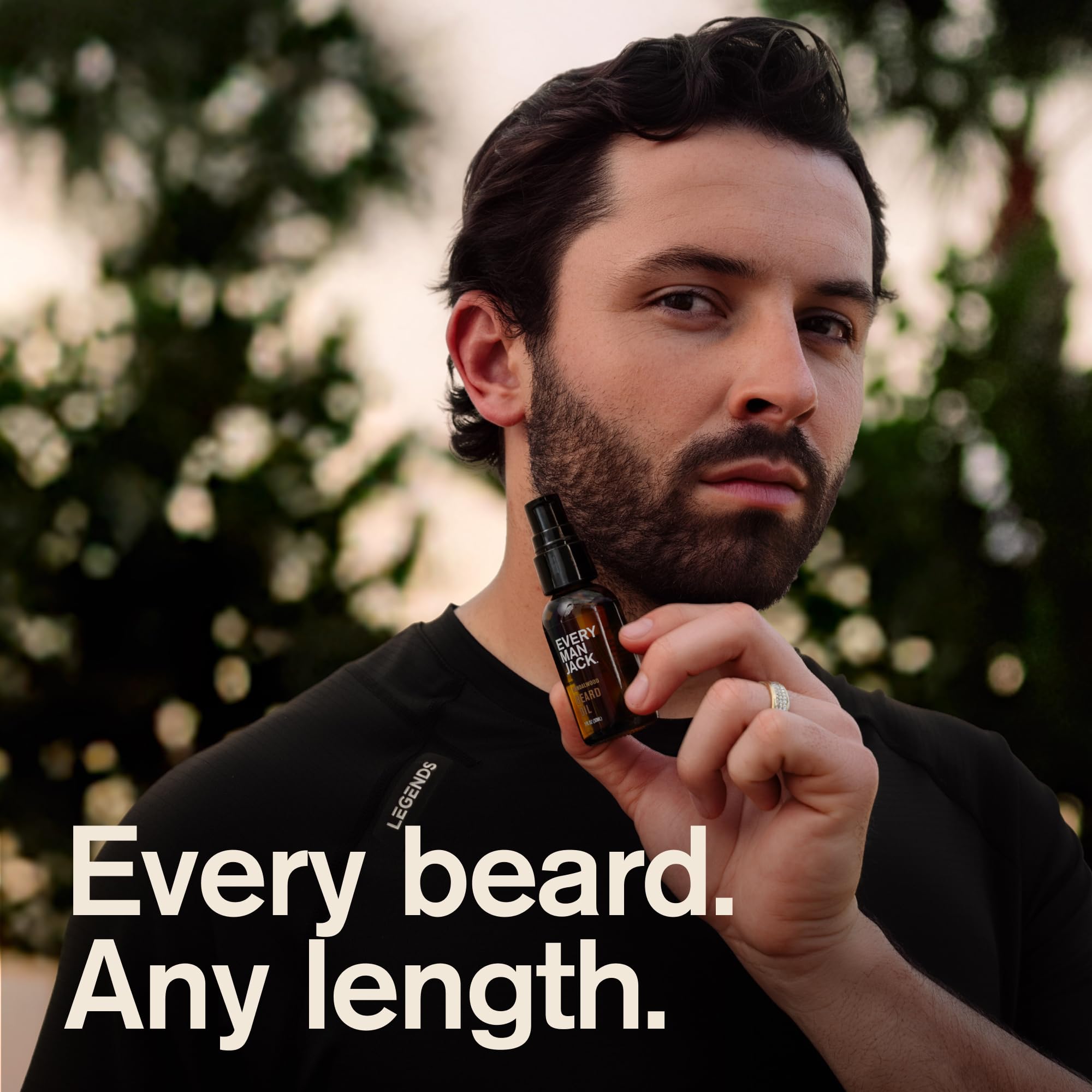 Every Man Jack applied to beard demonstrating quick absorption and smoother hair