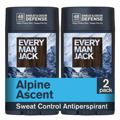 Every Man Jack front packaging showing Alpine Ascent two-pack and clear brand benefit