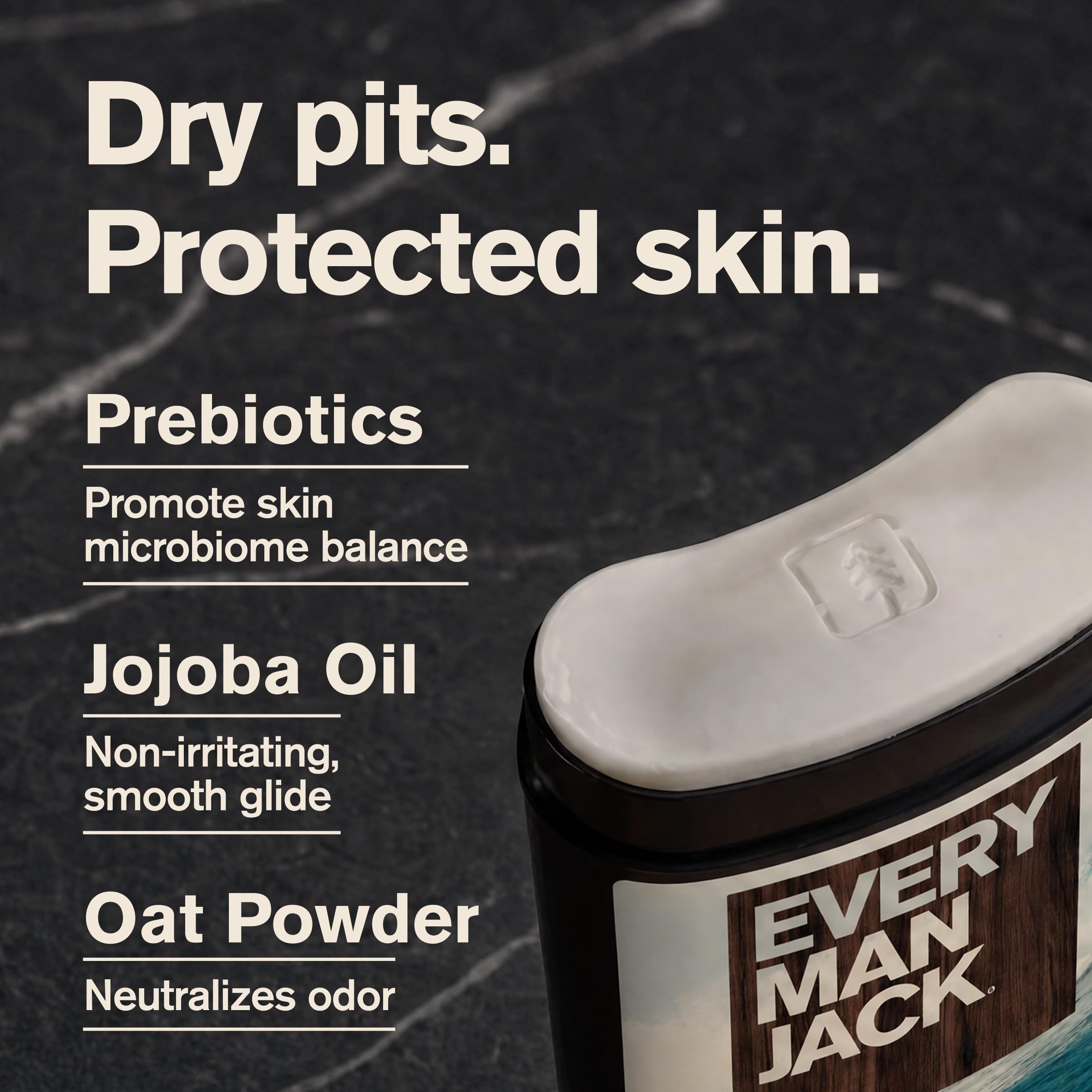 Every Man Jack stick texture close-up showing smooth glide and easy application benefit