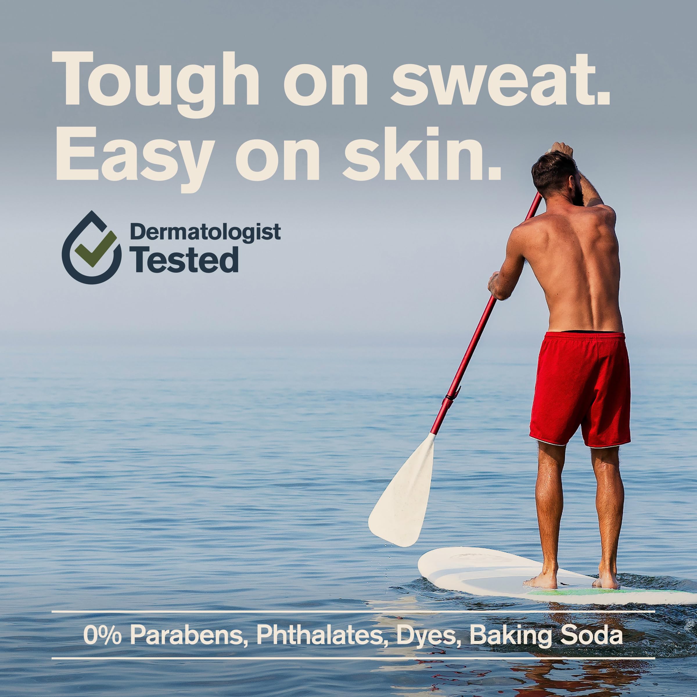 Every Man Jack application demo underarm illustrating quick dry and sweat control benefit