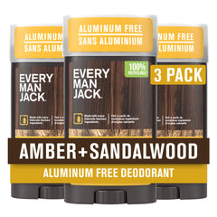Every Man Jack front packaging showing three amber sandalwood sticks and value pack benefit
