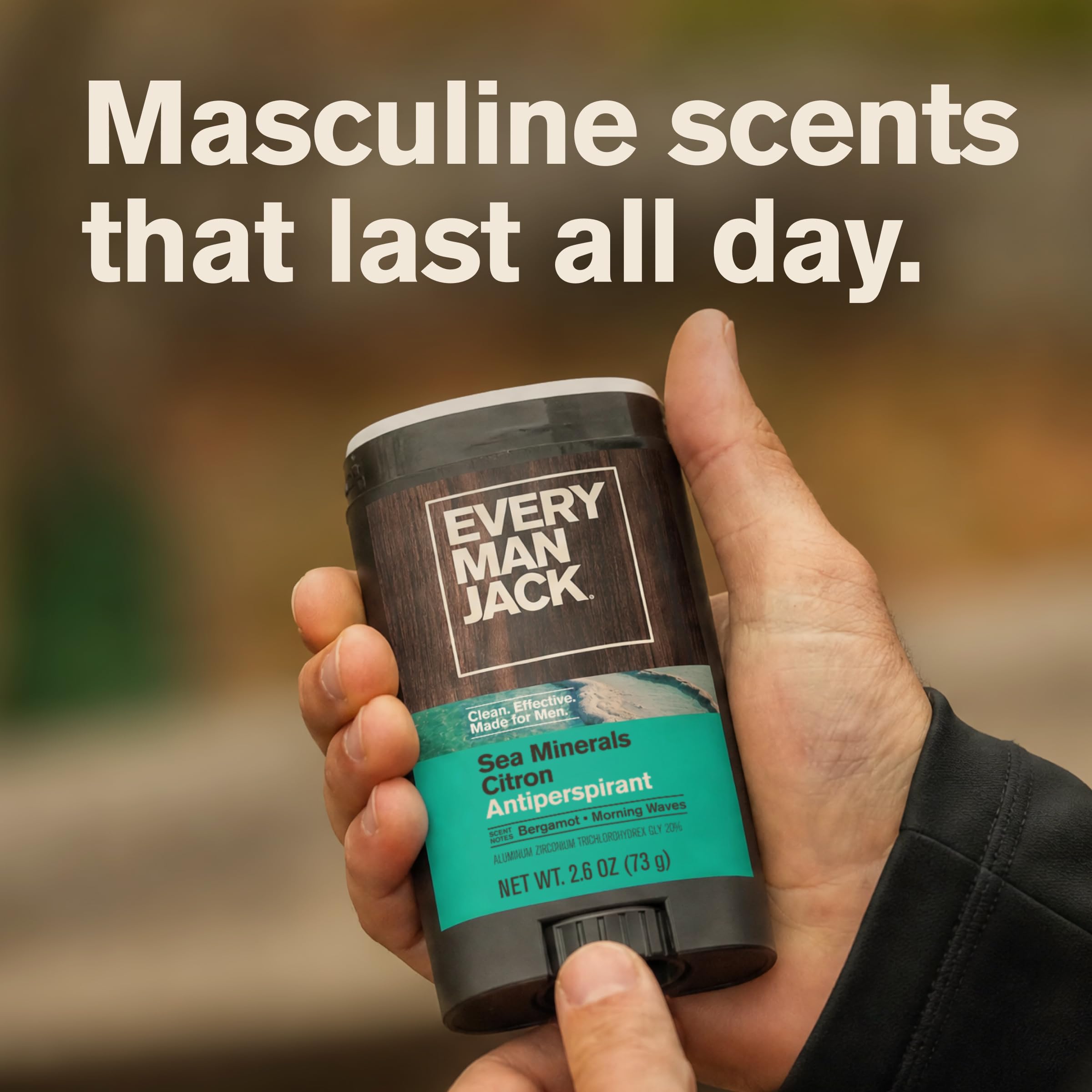 Every Man Jack applying to underarm demonstrating fast, dry protection
