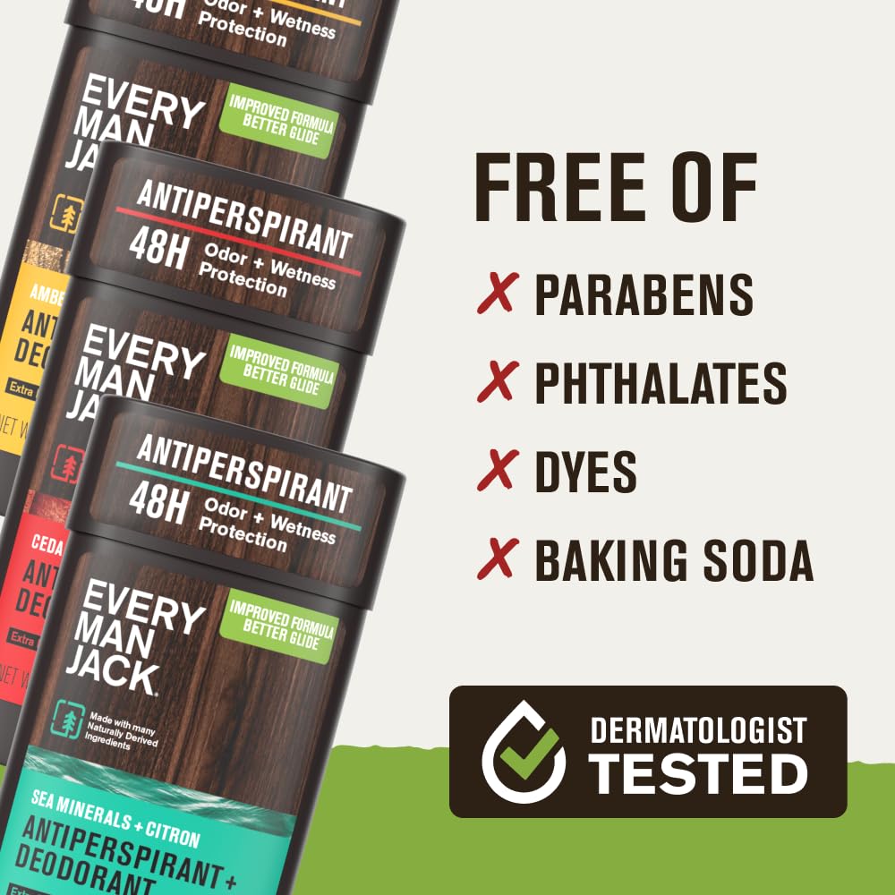 Every Man Jack back label photo showing ingredient list and clean-formula benefit