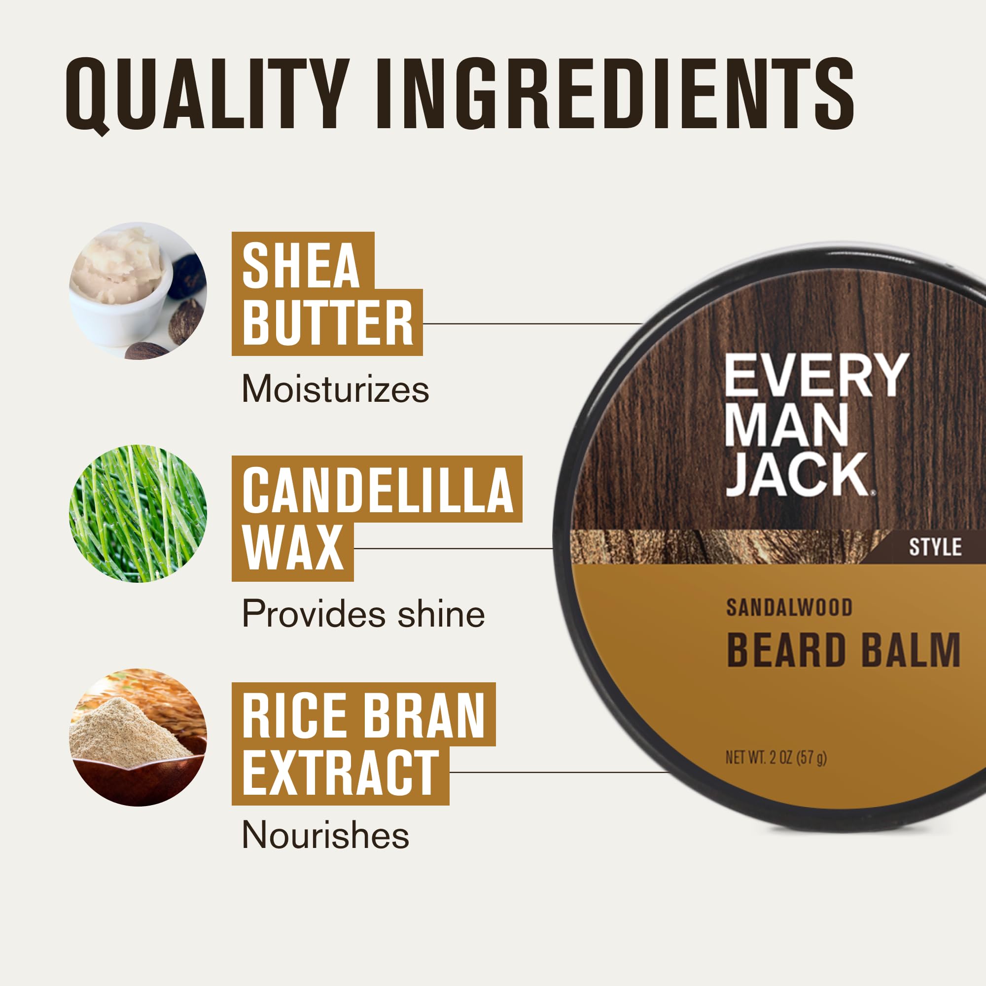 Every Man Jack beard balm being applied to beard for tamed flyaways and shape