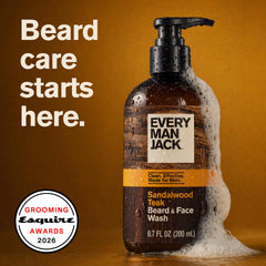 Every Man Jack label detail highlighting natural ingredients and clean formula benefits