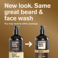 Every Man Jack label close-up showing vanilla cedar scent for warm woody aroma
