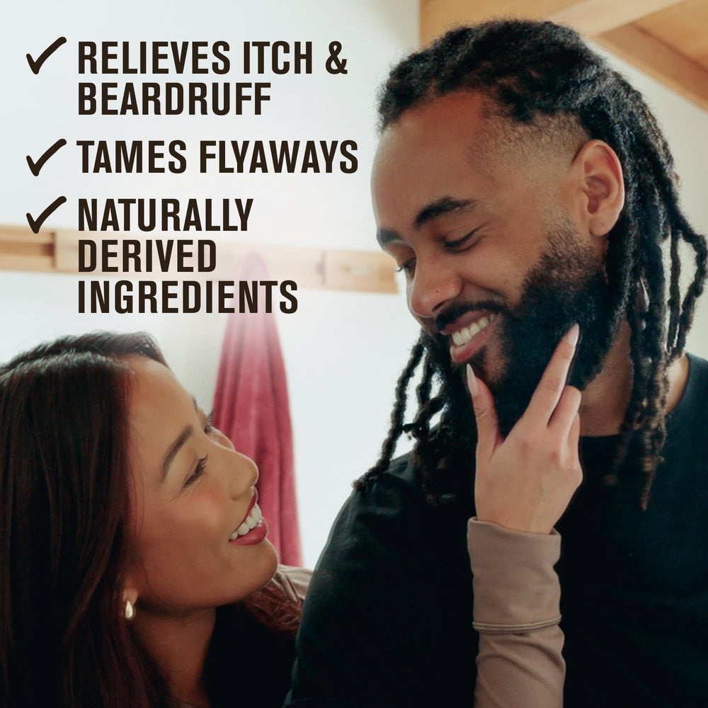Every Man Jack butter on fingers ready to smooth beard flyaways and add sheen