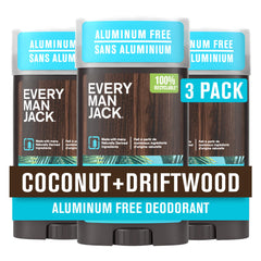 Every Man Jack front packaging showing three Coconut Driftwood sticks and benefits