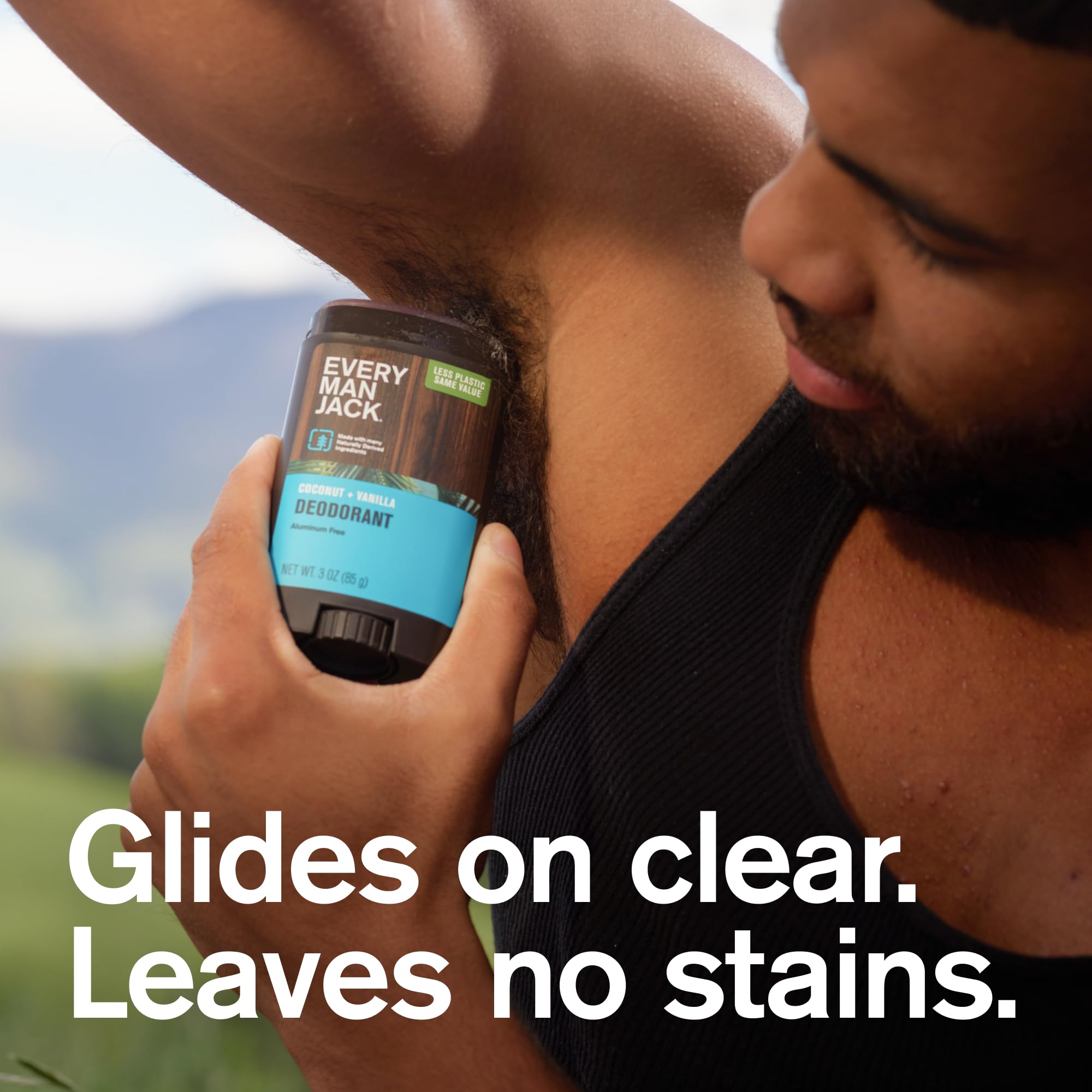 Every Man Jack label close-up displaying clean ingredients and no junk