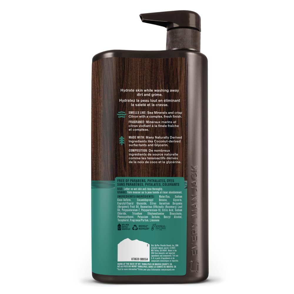 Every Man Jack bergamot oil ingredient highlight implying bright, fresh scent