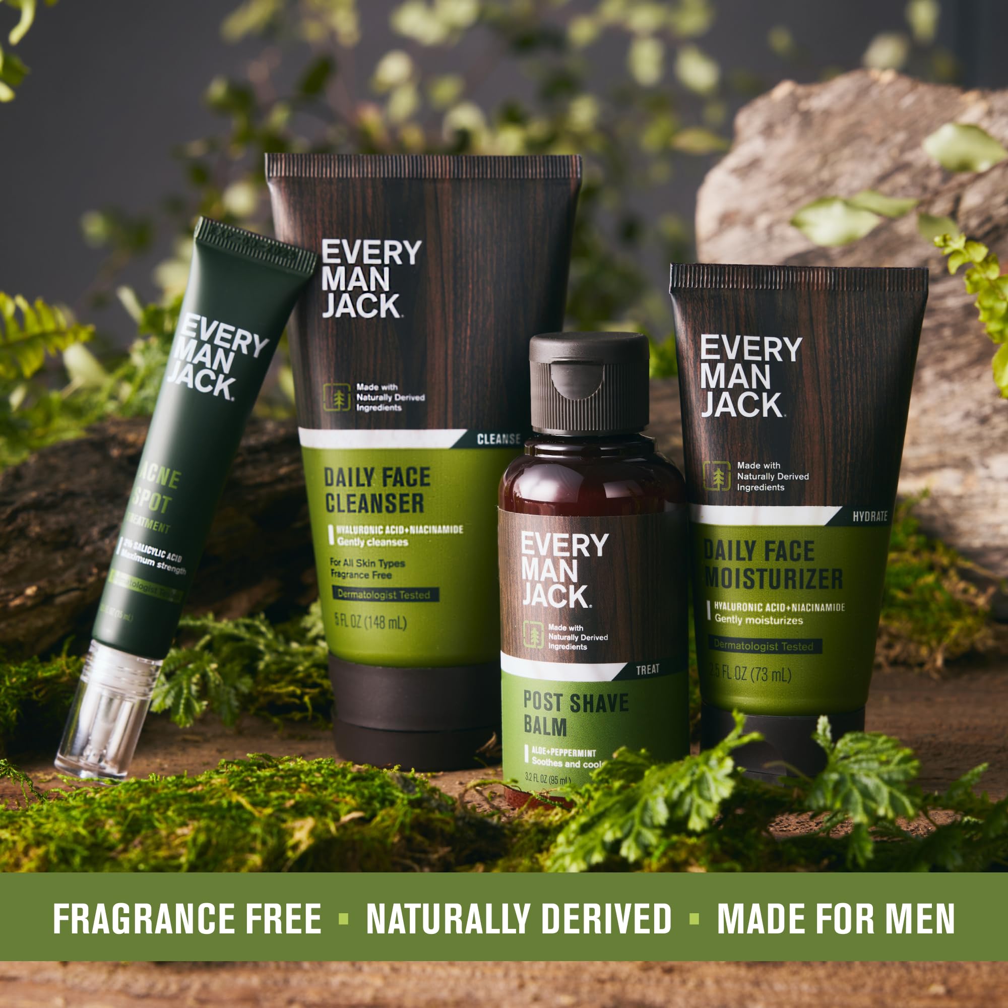 Every Man Jack ingredients label highlighting menthol, aloe, and coconut oil