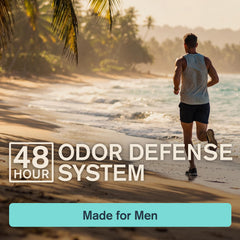 Every Man Jack label close-up listing postbiotics and clean ingredient benefits