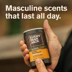 Every Man Jack ingredient label detail showing active ingredient and clean-formula benefit
