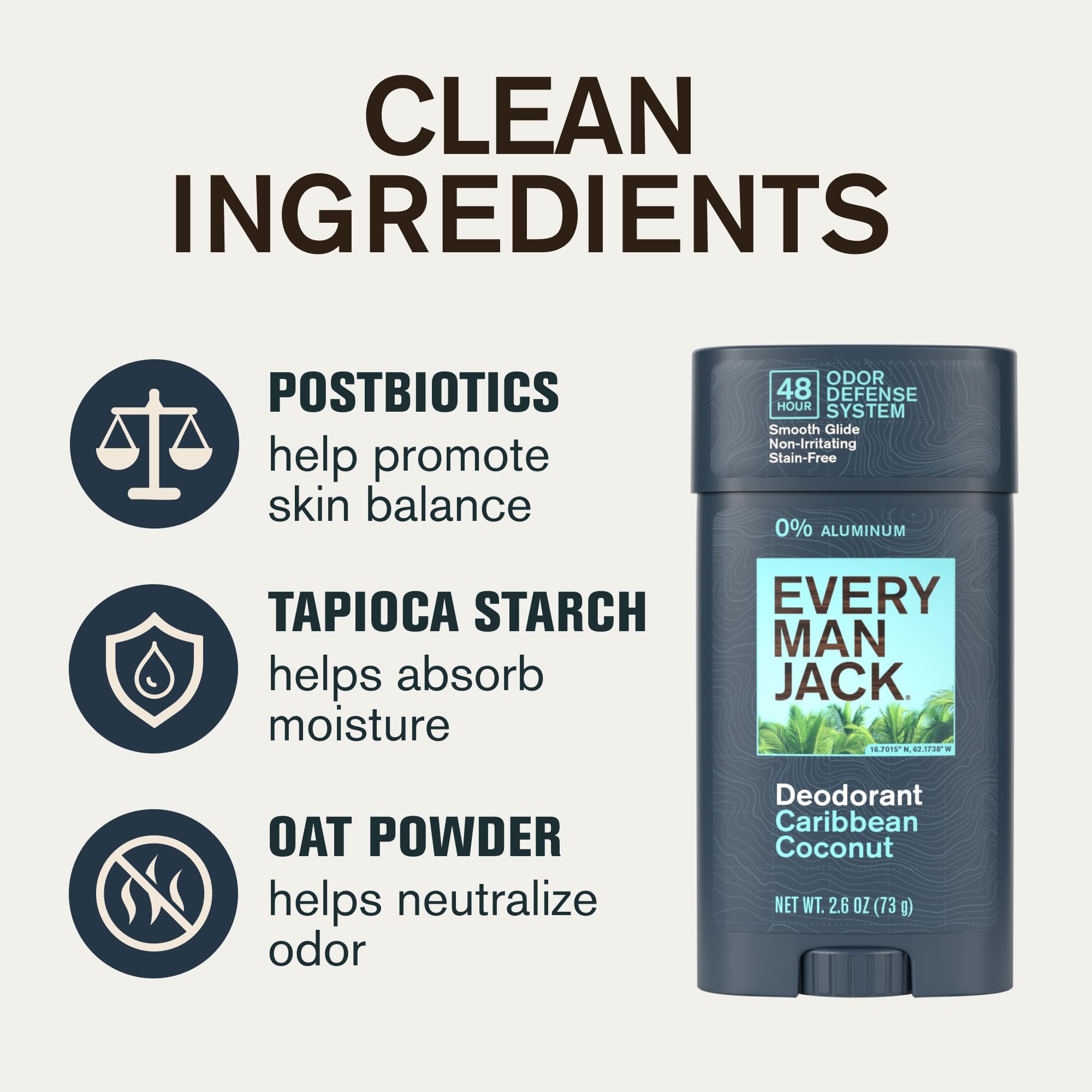 Every Man Jack deodorant by a hammock suggesting relaxed coconut-vanilla scent