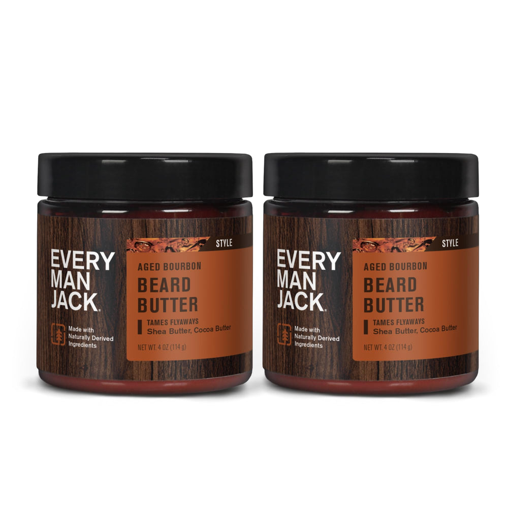Every Man Jack model applying butter outdoors showing durable, all-day grooming