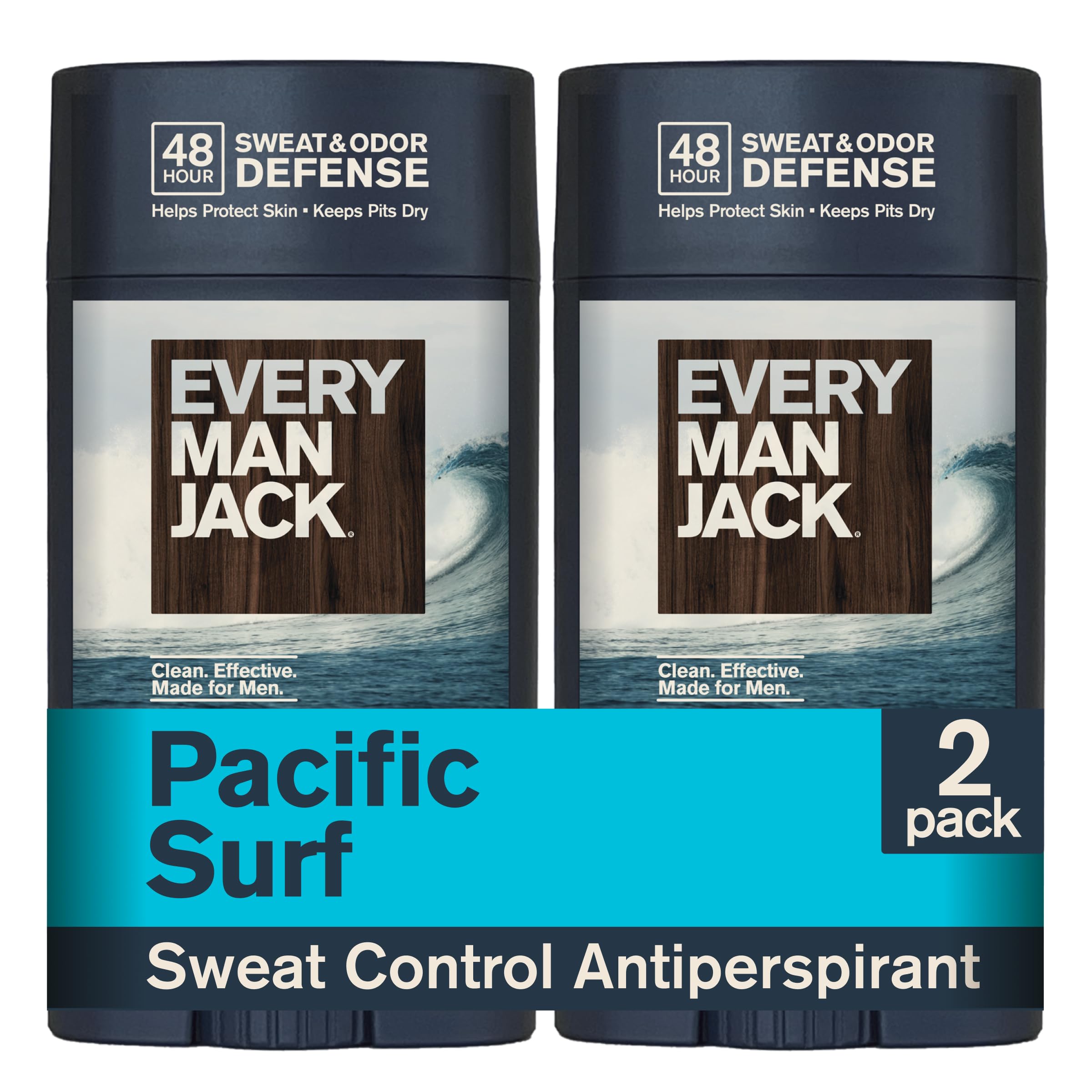 Every Man Jack front packaging showing Pacific Surf two-pack and clear branding