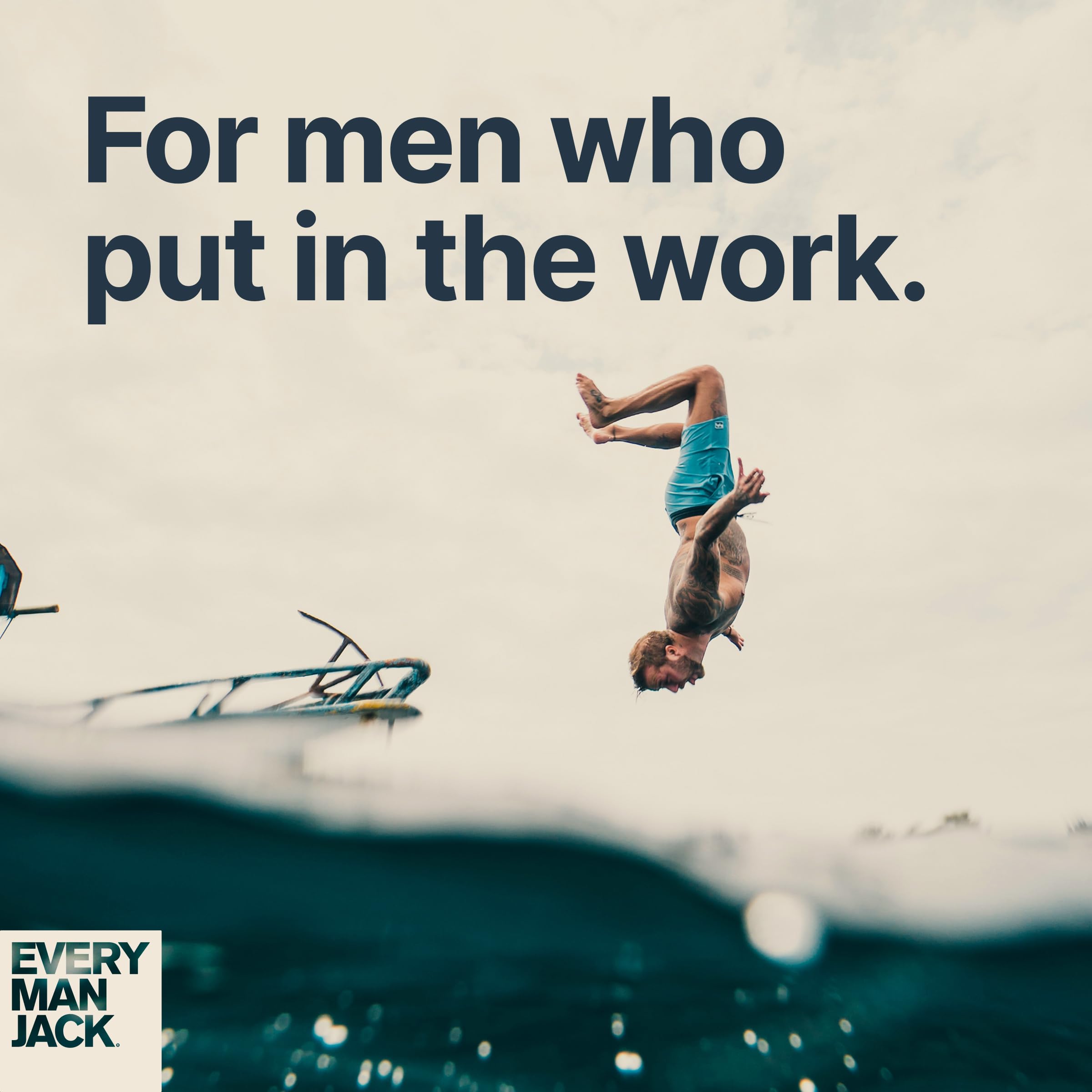 Every Man Jack product placed beachside echoing the Pacific Surf scent