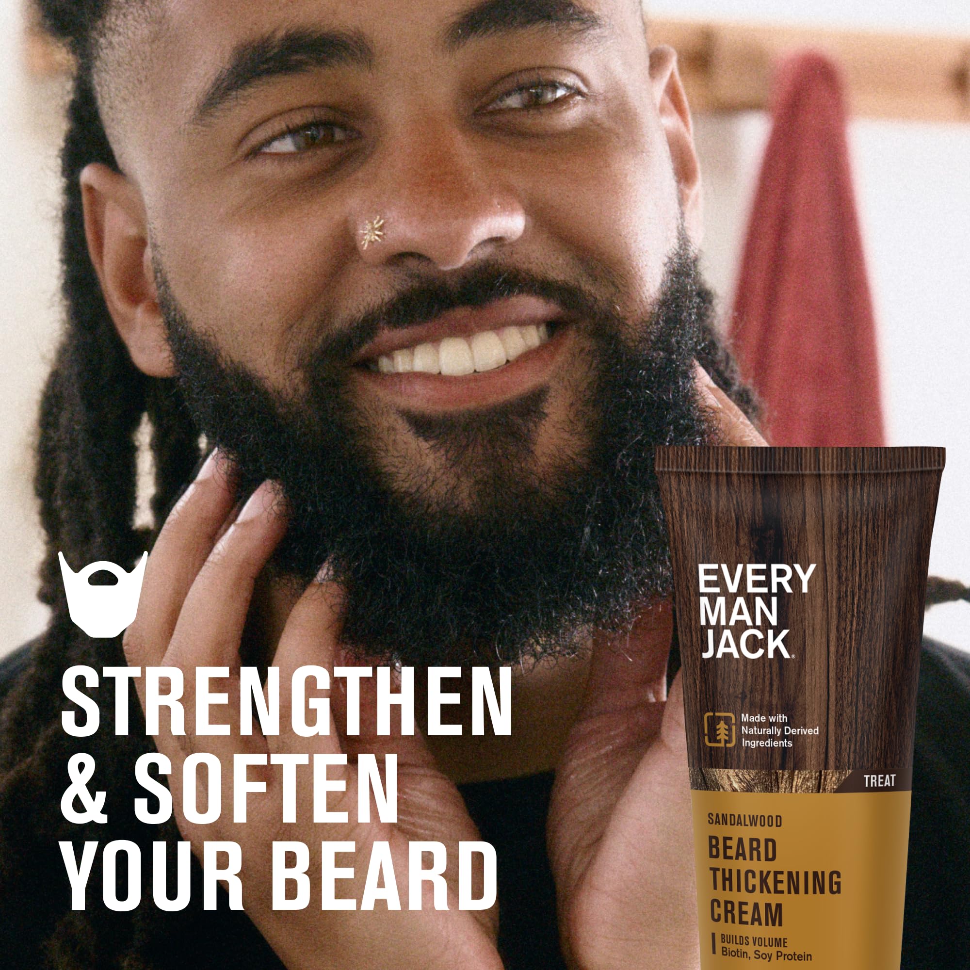 Every Man Jack cream texture on fingertip illustrates lightweight conditioning benefit