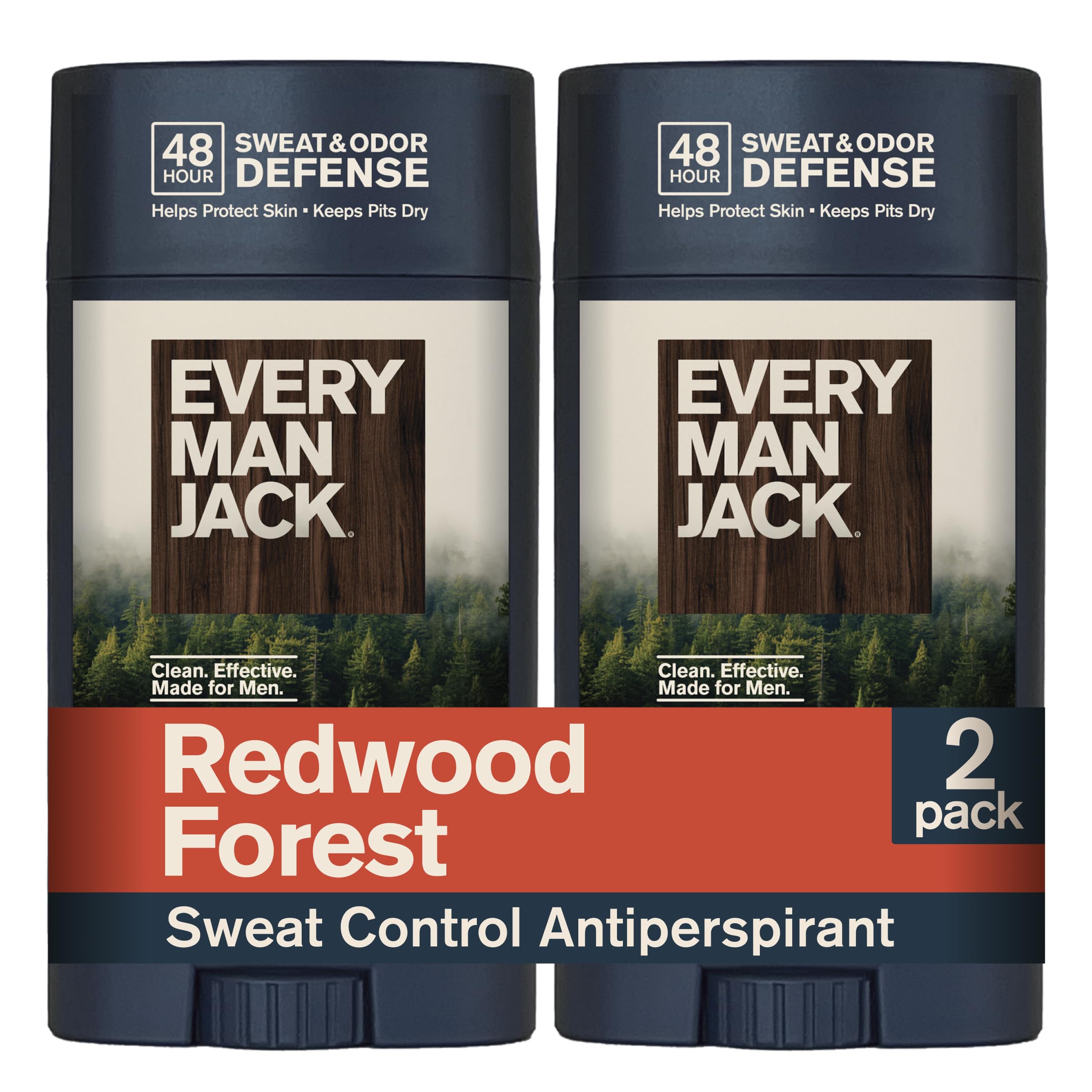 Every Man Jack front packaging showing two redwood forest sticks and benefits