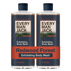 Every Man Jack front packaging of two bottles showing product benefits