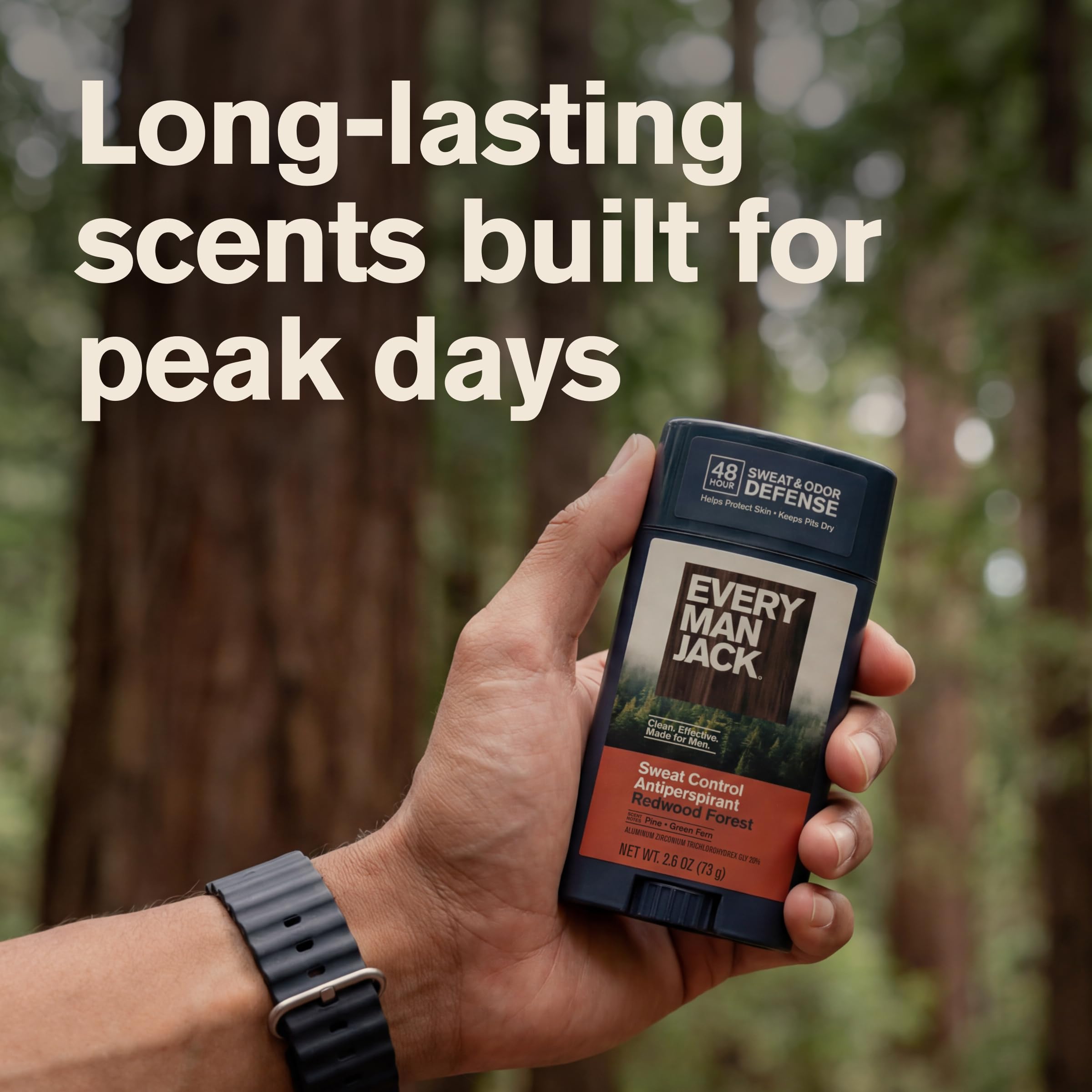 Every Man Jack ingredient label close-up listing skin-friendly benefits