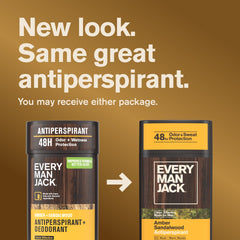 Every Man Jack antiperspirant stick extended to show product height and easy application benefit