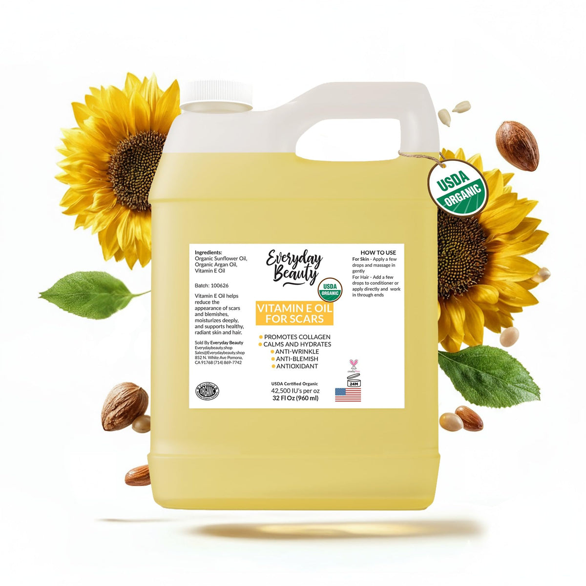 Everyday Beauty front bottle showing clean organic packaging and large 32oz size benefit