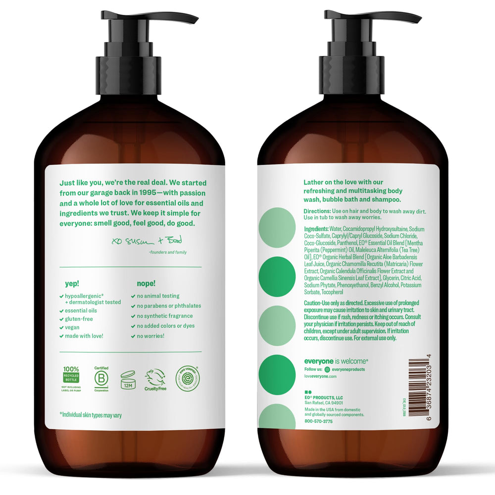 everyone angled label closeup highlighting peppermint and tea tree scent