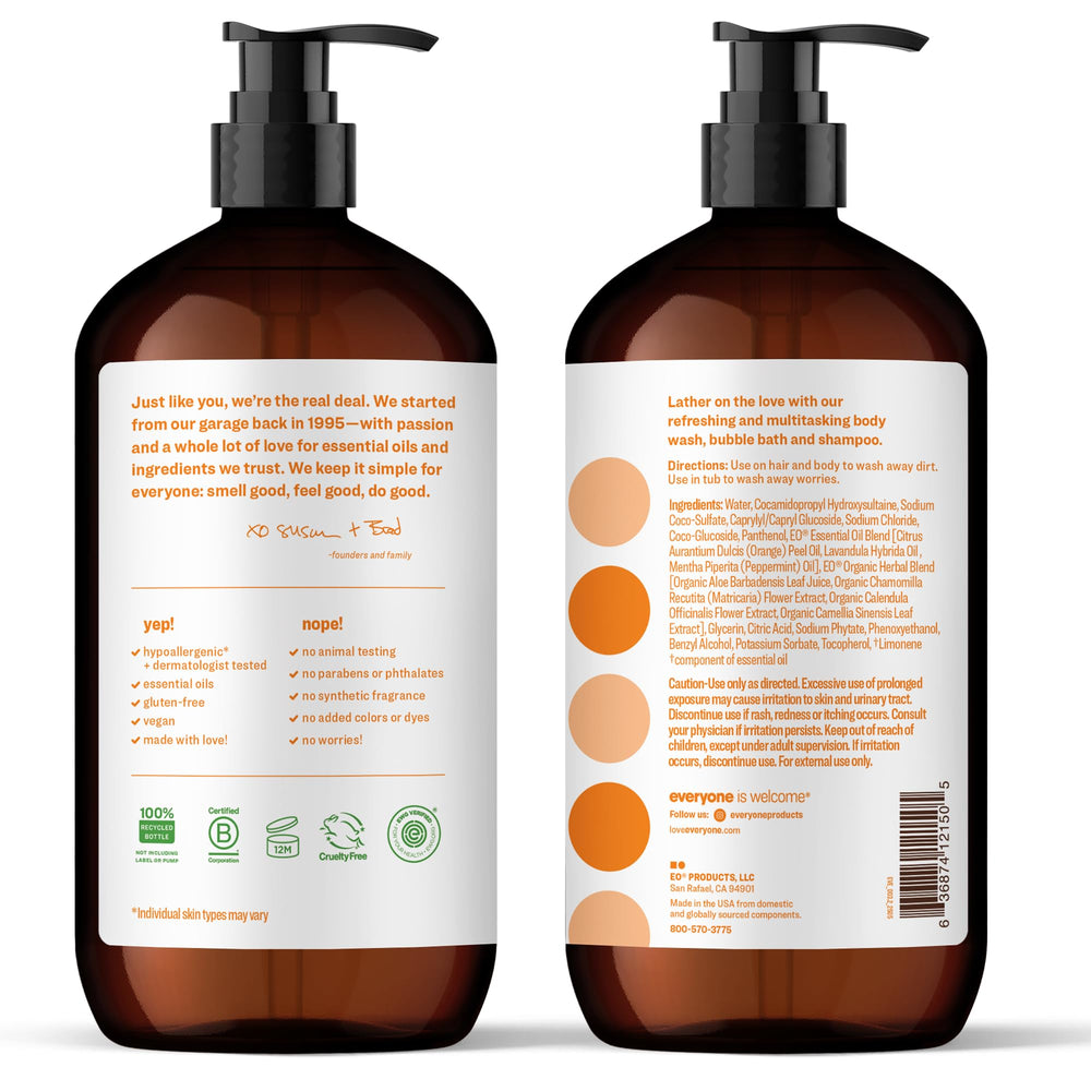 everyone back label with ingredient list highlighting transparency benefit