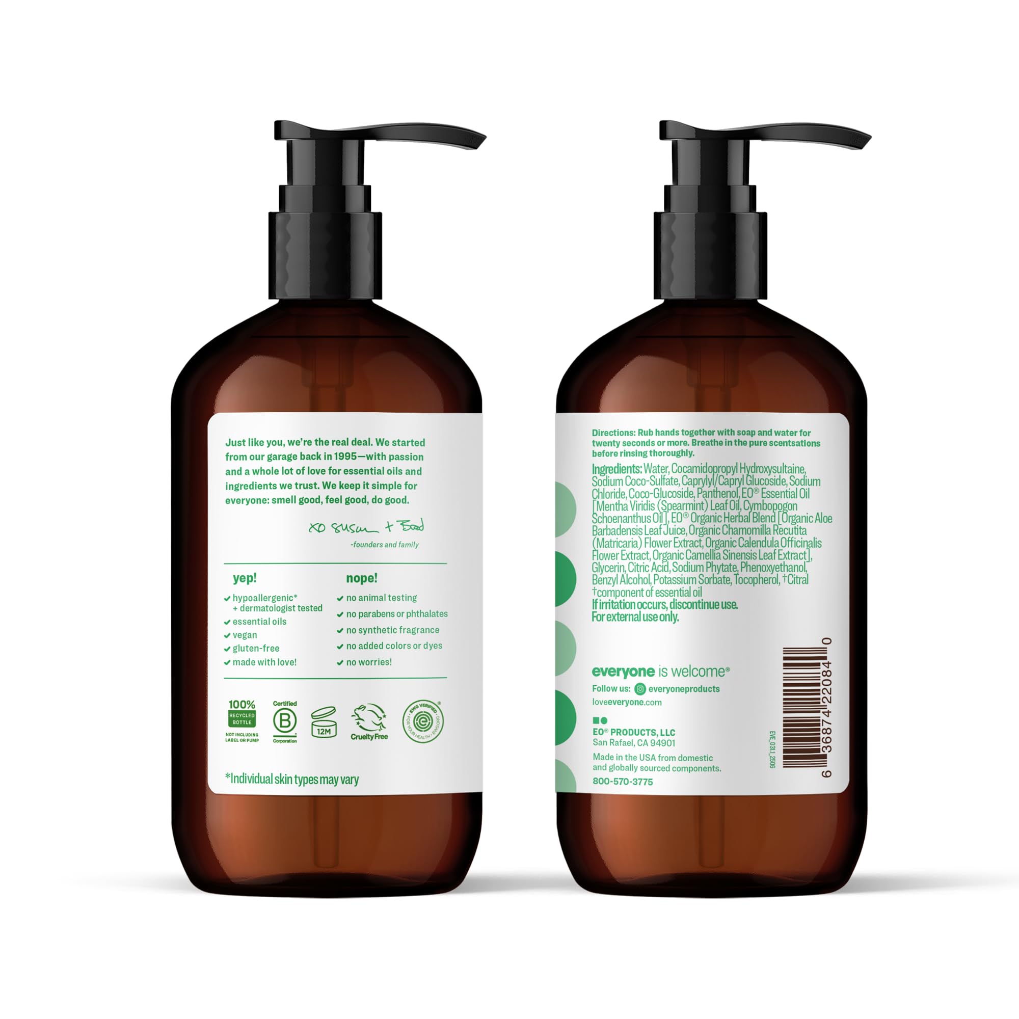 everyone label close-up highlighting ingredients and gentle formulation benefit
