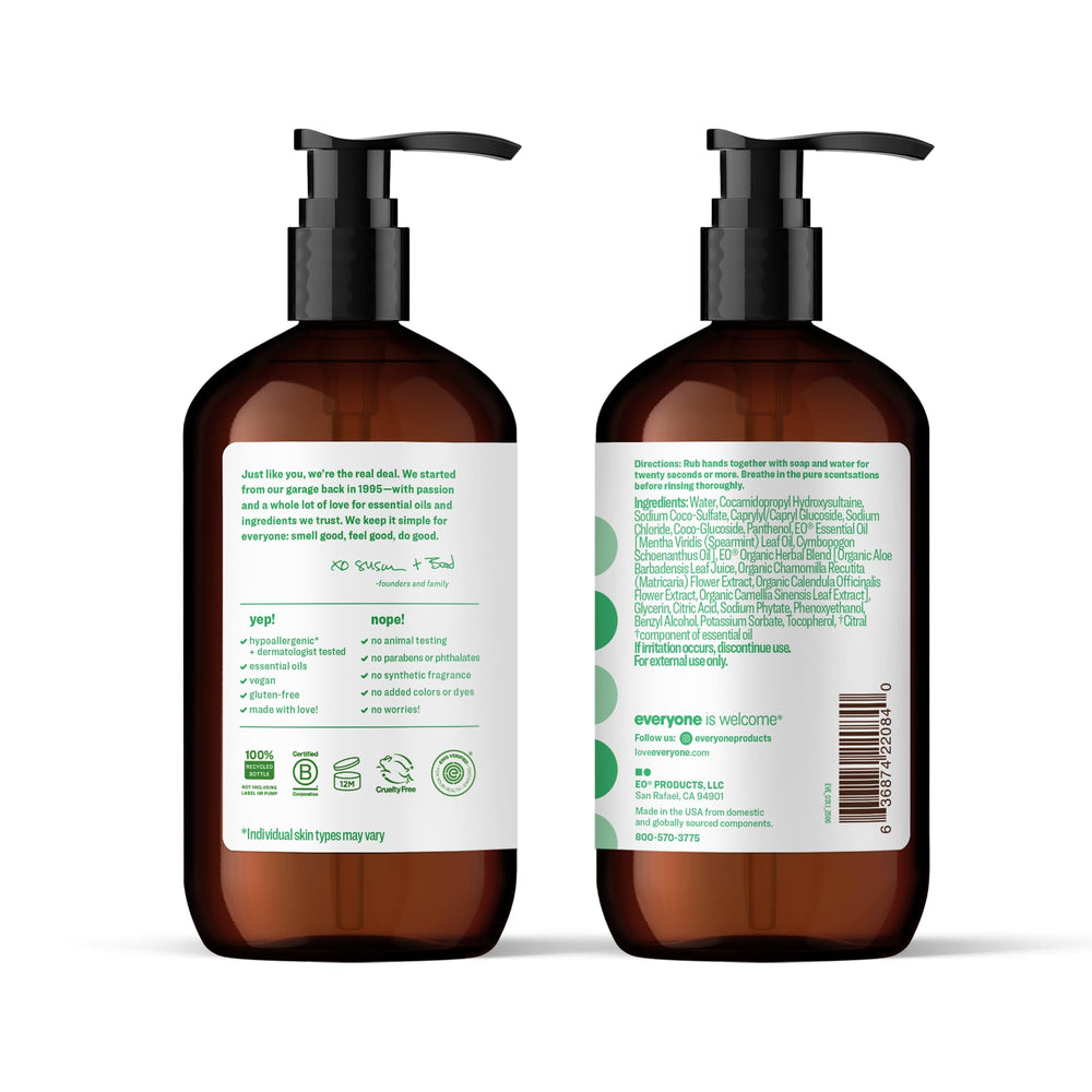 everyone label close-up highlighting ingredients and gentle formulation benefit